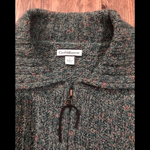 Women’s teal zip front sweater - Picture 2 of 3